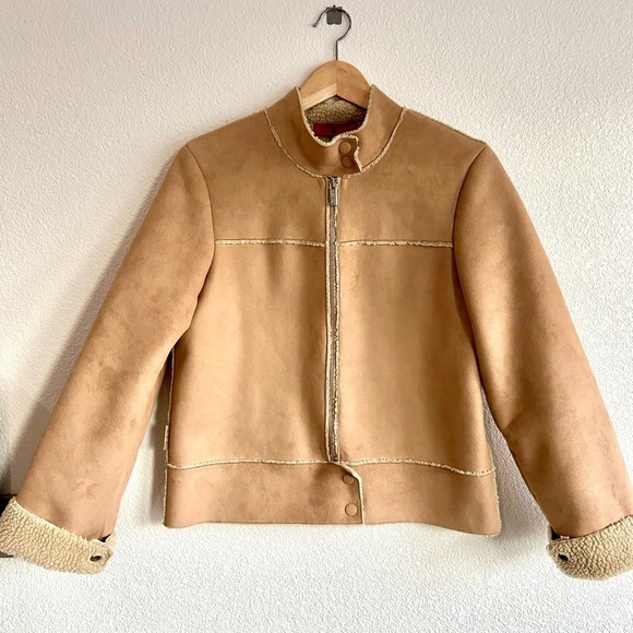 Faux Shearling lined brown coat - Picture 1 of 8